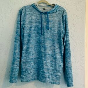 Tek Gear Blue and White Heathered  Men's Long Sleeve Hoodie Top